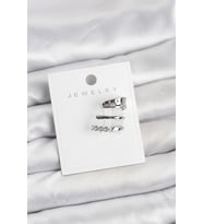 Gümüş Renk Zirkon Taşlı Pirinç Kıkırdak Küpe 5886 - GLST8489-3103
