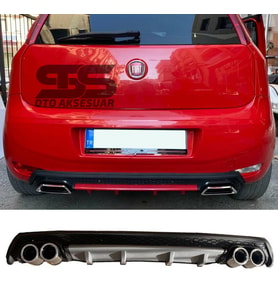 Fiat Punto Difüzör Arka Tampon Eki 4 Egzoz Çıkışlı Gri Lüx Tip