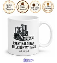 Forklift Sürücüsüne Deponun Kahramanı Palet Kaldıran Güç Kupa Bardak Hediye