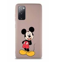 Samsung Galaxy S20 FE Soft Premier Kapak Mickey Mouse-B Tasarımlı Silikon Kılıf - Pudra (Şeffaf)