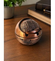 Kapaklı Metal Küllük Açılır Kapanır Dekoratif Masa Üstü Küllük Vintage Bakır 7.5 Cm