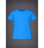 Erkek-Kız Çocuk Mavi DÜZ Renk Yuvarlak Yaka T-Shirt