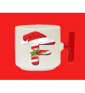 Yeni Yıla Özel F Harfli Isimli Basılı T Kulplu Latte Kupa