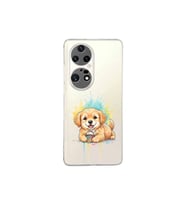 Huawei P50 Pro ile Uyumlu Splash Köpek Tasarımlı Şeffaf Silikon Kılıf