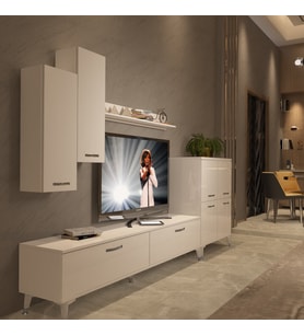 Decoraktiv Eko 6 Slm Std Silver Tv Ünitesi Tv Sehpası - Parlak Beyaz
