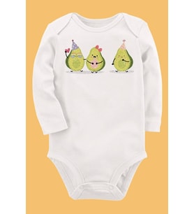 Organik Baskılı Pamuklu Unisex Bebek Body UZUNKOLE134