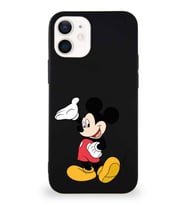Apple iPhone 12 Soft Premier Kapak Mickey Mouse-C Tasarımlı Silikon Kılıf - Siyah (Şeffaf)