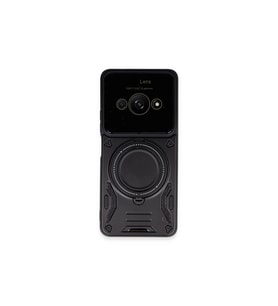 Xiaomi Poco C61 Kılıf Joy Lens Standlı Kapak - Siyah