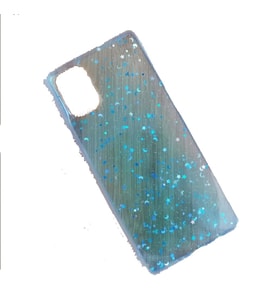 Galaxy A71 ile Uyumlu Ay Yıldız Desenli Şeffaf Silikon Kılıf Mavi