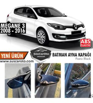 Renault Megane 3 2008-2016 Batman Yarasa Ayna Kapağı Piano Black ABS Plastik