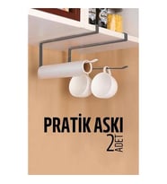 ModaCar Mutfak Dolap Kağıt Havlu Askı Organizer Fincan Askısı GRİ