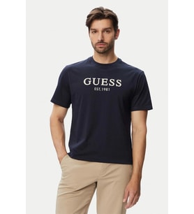 Guess Bisiklet Yaka Kısa Kollu Guess Logolu Nakışlı Erkek Lacivert T-shirt M6YI41K4227-G7V2
