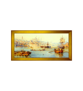 Manzara Temalı Kanvas Tablo 80 x 110 cm Gold Çerçeve