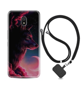 Xiaomi Redmi 8A 8 Pro 9C 9T 10C 11T Pro Kılıf Boyun Askılı Silikon Wolf and Moon 1380