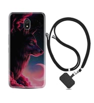Xiaomi Redmi 8A 8 Pro 9C 9T 10C 11T Pro Kılıf Boyun Askılı Silikon Wolf and Moon 1380