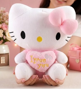 Hello Kitty Peluş Oyuncak 30 cm – Kalpli "I Love You" Kıza, Arkadaşa, Sevgiliye, Doğum Günü ve Özel Gün Hediyesi