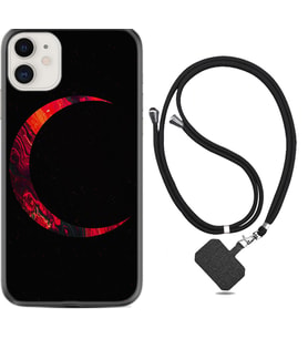 Apple iPhone 11 12 13 Mini Kılıf Boyun Askılı Silikon Red Moons 1747
