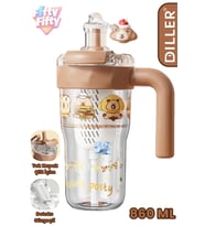 DILLER 860 ML Pipetli & Rahat İçim Çift Kullanım Tritan Su matarası Suluk -FFD860ML3RENK