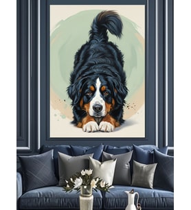 Bernese Dağ Köpeği Sevgili Dekoratif Kanvas - Mdf Ahşap Tablo