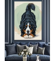 Bernese Dağ Köpeği Sevgili Dekoratif Kanvas - Mdf Ahşap Tablo