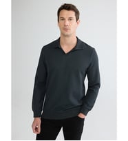 LCWAIKIKI Classic Antrasit Polo Yaka Erkek Sweatshirt