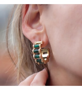 Peridot Taşlı Gold Kaplama Küpe