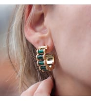 Peridot Taşlı Gold Kaplama Küpe