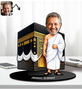BK Gift Kişiye Özel Hac-Umre Kabe Ziyaret Tasarımlı Karikatür Biblo