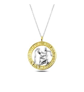 Hk Gümüş Kadın Kolye Gold Kova Burcu Gümüş Takı Hediyelik Ürünler