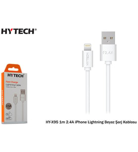 Hytech HY-X95 1m 2.4A iPhone Lightning Beyaz Şarj Kablosu