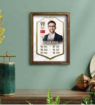 BK Gift Kişiye Özel Doğal Masif Ahşap Çerçeveli Tablo 30x40cm Futbolcu Kartı-11