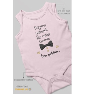 Dayıya Özel Sıfır Kollu Bebek Zıbını %100 Pamuk