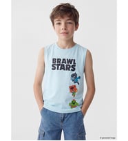 LCW Kids Mavi Bisiklet Yaka Brawl Stars Baskılı Erkek Çocuk Atlet