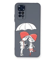 Xiaomi Redmi Note 11 Pro Uyumlu Lansman Kılıf Aşk Tasarımlı İçi Kadife Kapak-Petrol Mavisi (Şeffaf)