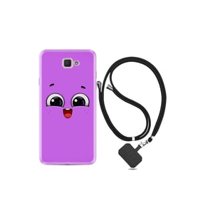 Samsung Galaxy C7 Kılıf Silikon Desen Boyun Askılı Purple Sweety 1717