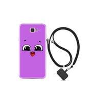Samsung Galaxy C7 Kılıf Silikon Desen Boyun Askılı Purple Sweety 1717