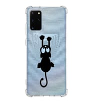 Samsung Galaxy S20 Plus  Köşe Korumalı Antişok Kapak  Çizgi Kedi Tasarımlı Şeffaf  Kılıf
