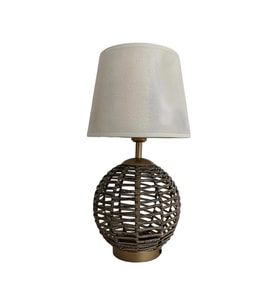 Soly Eskitme Plastik Rattan Abajur (Eskitme Altın)