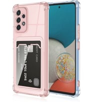 Teknomoda Samsung Galaxy A73 Kılıf Kartlıklı Anti Şok Korumalı Şeffaf Silikon Pembe