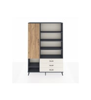 Arges Dolap 9 Raflı 3 Çekmeceli Tek Kapaklı  132x30x195 Antrasit-Çam/Aytaşı