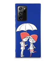 Samsung Galaxy Note 20 Plus Uyumlu Lansman Kılıf Aşk Tasarımlı İçi Kadife Kapak-Lacivert (Şeffaf)