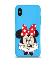 Apple iPhone X Uyumlu Lansman Kılıf Minnie Mouse Tasarımlı Altı Kapalı İçi Kadife Kaplı  Kapak (Şeffaf)
