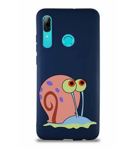 Huawei P Smart 2019 Soft Premier Kapak Salyangoz Gary Tasarımlı Silikon Kılıf - Lacivert (Şeffaf)