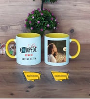 Ortopedi Uzmanı Kupa Bardak Sarı Fotoğraflı Tıp Bayramı Hediyesi