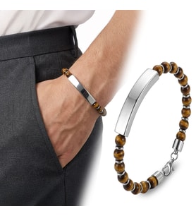 💎 Premium Kaplangözü Doğal Taşlı İsim Yazılabilir Ve Ayarlanabilir Çelik Zincir Bileklik 31832B29D2  -  23 cm