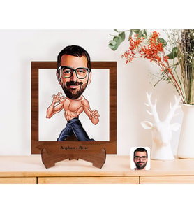 BK Gift Kişiye Özel Bruce Lee Karikatürlü Ahşap Standlı 3D Biblo-1 (Beyaz)