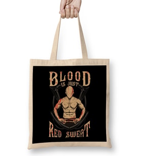 Funny Blood Is Just Red Sweat MMA Martial Arts Pun Bez Çanta Uzun Saplı