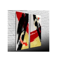Ying Yang Iki Parça Canvas Tablo (30x70)