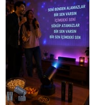 3Ü 1 Arada Karaoke Projeksiyon Sistemi Çift Mikrofon Destekli