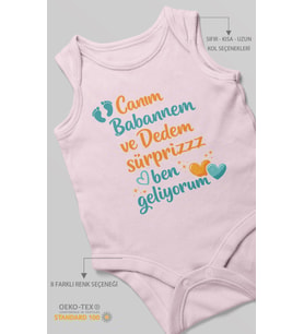 Babaanneye ve Dedeye Özel Sıfır Kollu Bebek Body %100 Pamuk